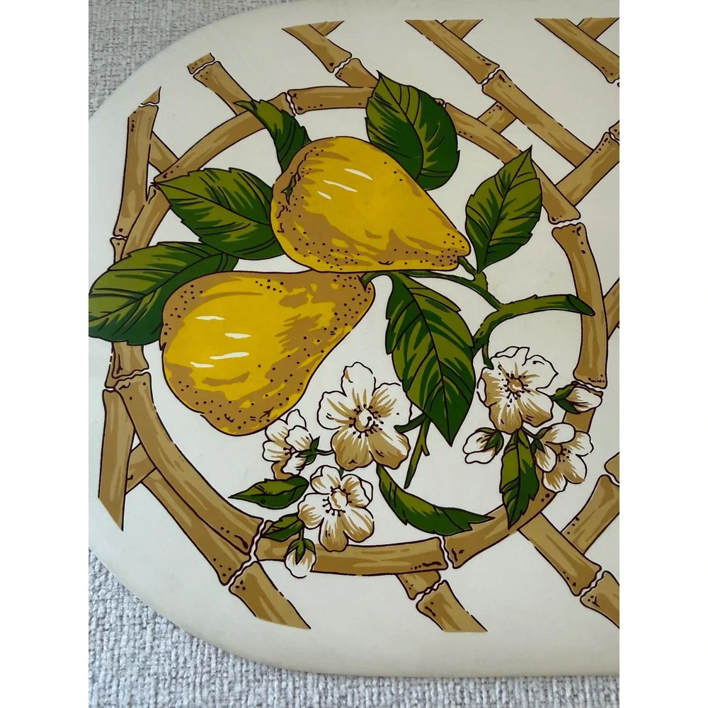 Set of 4 Vintage Vinyl Placemats Pair Bamboo Cala di Volpe 11.5x17.5 Retro